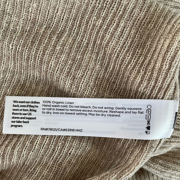 Eileen Fisher organic linen ribbed knit duster cardigan wheat color medium - Picture 4 of 6